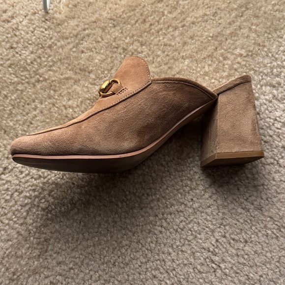 LISAVICKY Brown Suede Mules with Gold Accent - Picture 3 of 6
